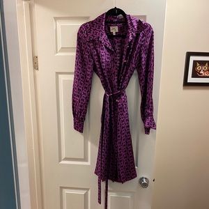 Silk knee length shirt dress